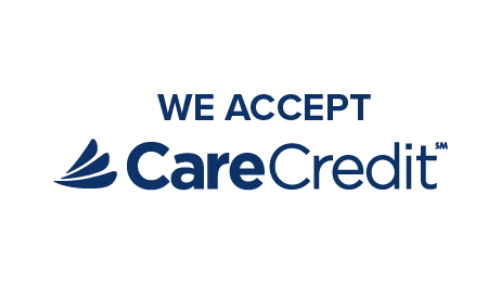 Logo with text reading We Accept CareCredit in blue font, highlighting affordable options for low-cost colonoscopy services.