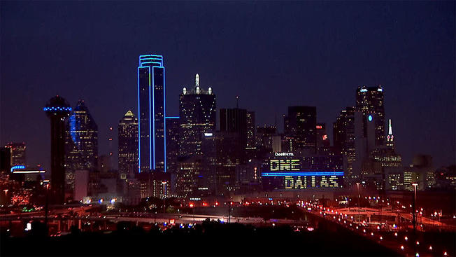 Dallas Skyline Blue For Colon Cancer
