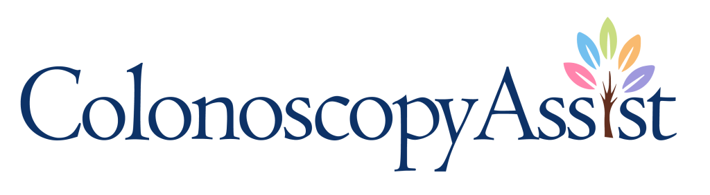 The ColonoscopyAssist logo with the text ColonoscopyAssist and a tree graphic featuring colorful leaves above the letter i.