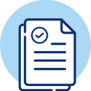 Icon of two stacked documents with a checkmark in a circle, set against a light blue circular background, representing completed colonoscopy records. Icon of two stacked documents with a checkmark in a circle, set against a light blue circular background, representing completed colonoscopy records.